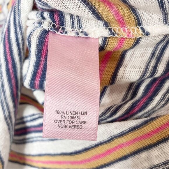 Calypso St. Barth | Striped Long Sleeve Linen Top - Picture 4 of 5